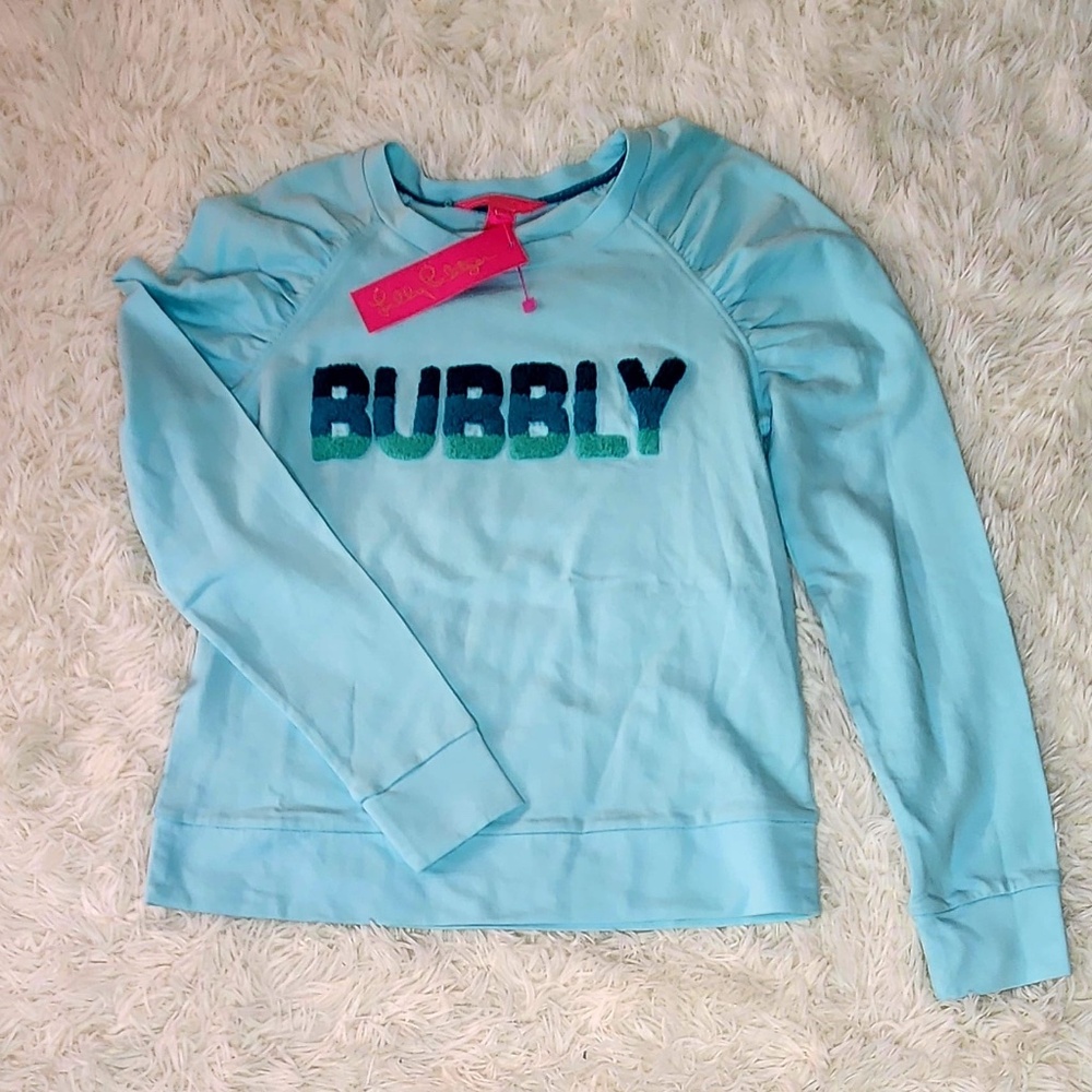 NWT Lilly Pulitzer Aldean Sweatshirt "Bubbly Block Letters"